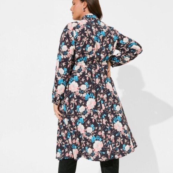 Midi Studio Crepe De Chine Long Sleeve Button‎ Front Shirtdress - Picture 2 of 16